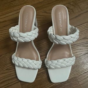 Sincerely Jules Braided Block Heels - Off White - Size 9.5